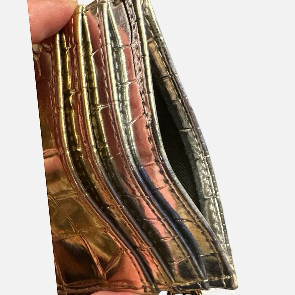 ALDO Croc Embossed Cardholder – Metallic Gold & Silver Card Case NWT